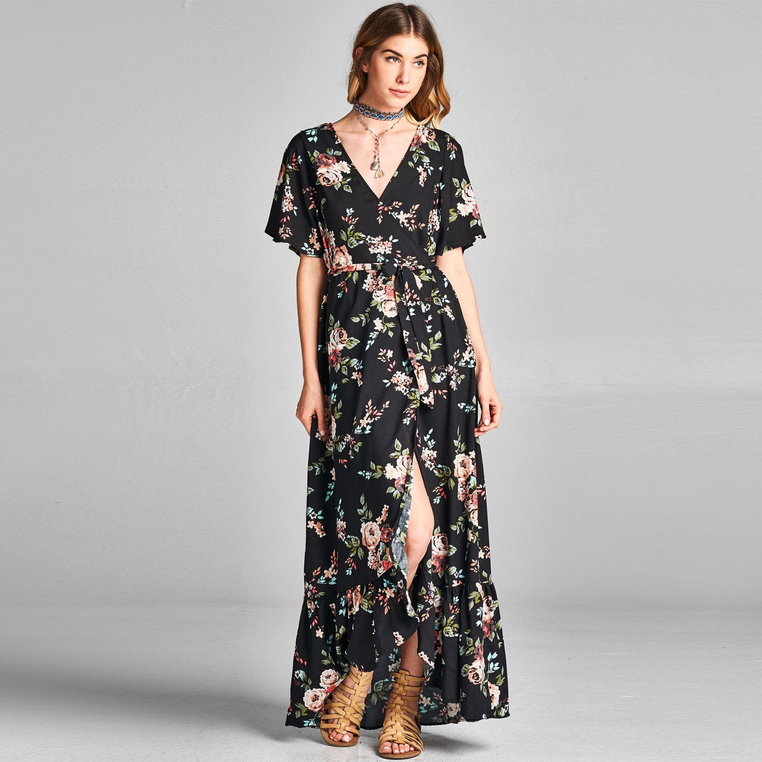 Black Rose Wrap Around Dress - Walmart.com